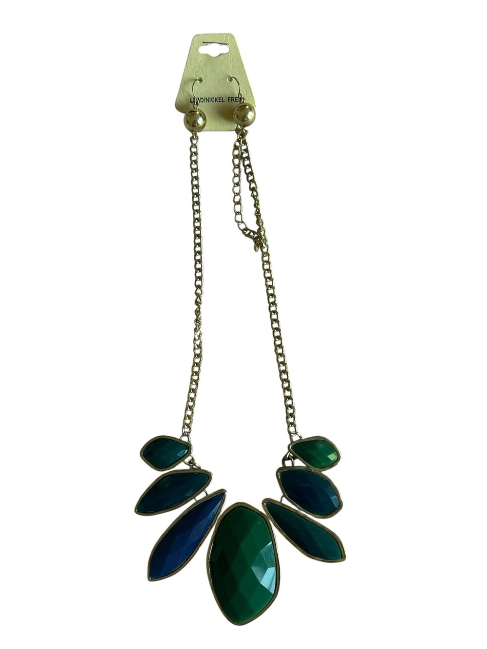 Gold-Tone Green & Teal Statement Necklace
